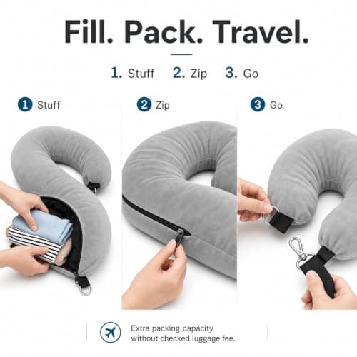 Kaaeiccr Stuffable Neck Pillow for Travel Fillable Airplane Pillow — view 3