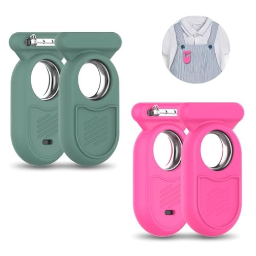 [2Pcs] for Galaxy SmartTag2 Case with Invisible Pin, Full Protective Anti-Slip Soft Silicone Case for Samsung Galaxy Smart Tag 2 for Kids Pet Clothing Backpack Luggage (Turquoise + Rose Red)