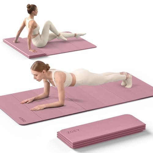 ZOEY 7-Fold Foldable Yoga & Exercise Mat, Extra-Wide 189x80cm XL Lightweight Non-Slip TPE Workout Mat for Yoga Pilates, Portable for Travel Camping Home Gym Floor, Smoky Pink