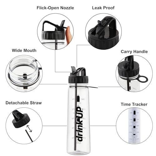 DrinkUp Motivational Water Bottle with Time Markings & Straw 900ml | Leak-Proof BPA-Free Hydration Tracker | Ideal for Gym, School, Office, Hiking & Cycling | Women & Men — view 4