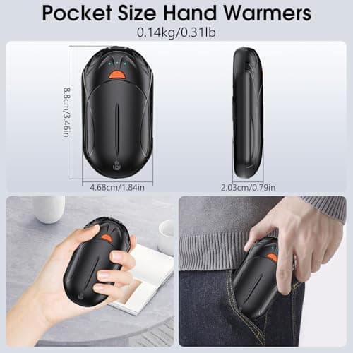 2-Pack Hand Warmer Rechargeable 6000mAh OUTJUT Portable Pocket Warmer 3 Heating Modes USB Electric Split Rechargeable Hand Warmer Suitable for Outdoor Sports, Camping, for Reno Patients — view 5