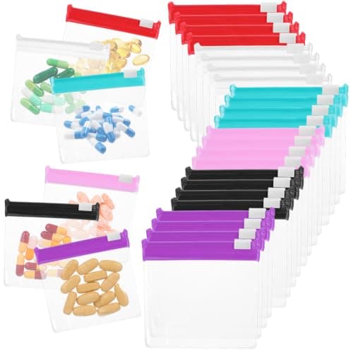 12 Pcs Zippered Pill Pouch Reusable Mini Seal Storage Bags Slide Lock Portable Medicine Baggies Self-Sealing Travel Plastic Case for Small Items Organizing Home Office