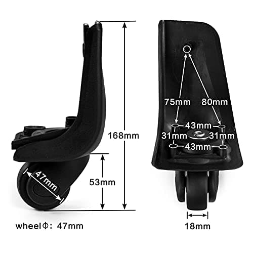 GUGULUZA Suitcase Wheel Replacement, Spare Spinner Caster for Soft Shell Suitcase Repair, W001 Back Wheel — view 2