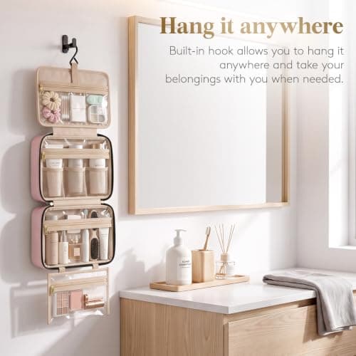Lifewit Large Hanging Toiletry Bag, Travel Wash Bag, Rose Blush — view 3
