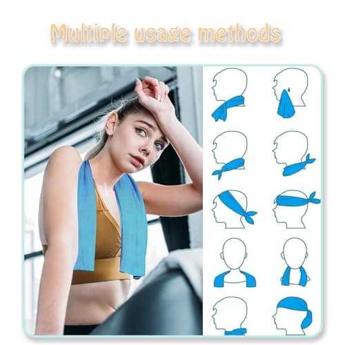 XcnPer Cooling Towels, 4 Pack Soft Breathable Cool Towels for Neck, Quick Dry Gym Towel, Ice Towels for Work Out Sports Travel, Orange/Light Blue/Rose Red/Light Grey — view 5
