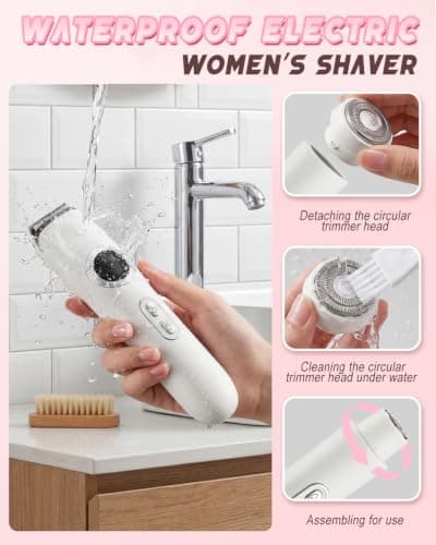 Maraiss 2 in 1 Electric Lady Shaver, Bikini Trimmer Women with Smart LED Display & Light, IPX6 Waterproof Wet & Dry Ladies Shavers for Legs Underarms Face, Cordless USB-C Razor with Travel Lock — view 5