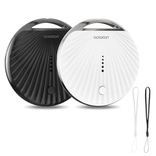 aceyoon Air Tracker Tag 2 Pack, Smart Tracker Tag Compatible with Apple Find My App (iOS Only) Replaceable Battery, Bluetooth Key Finder with Keychain for Luggage/Bags/Wallet (Black and White)