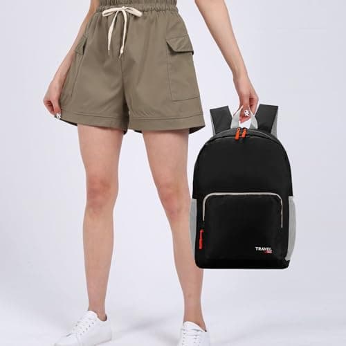Risipu 20-35L Lightweight Foldable Backpack, Student Backpack, Small Rucksack Water Resistant Durable Packable Backpacks for Women Men Outdoor Camping Travelling Walking Hiking Biking (Black) — view 4