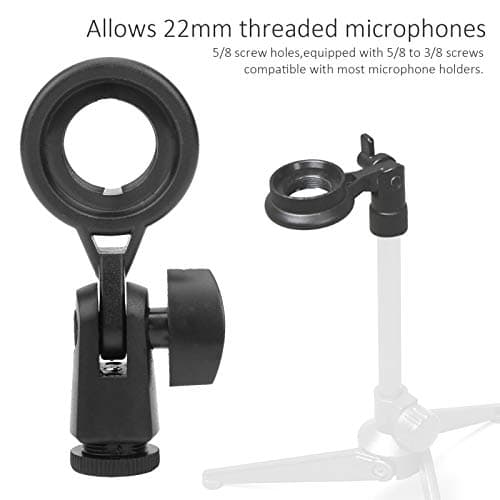Portable Microphone Stand, Adjustable Microphone Stand with 22mm Thread, 3/8, 5/8 Screw Hole, Universal Anti Vibration Microphone Mount Adapter Removable for Recording Studio, Tripod — view 4