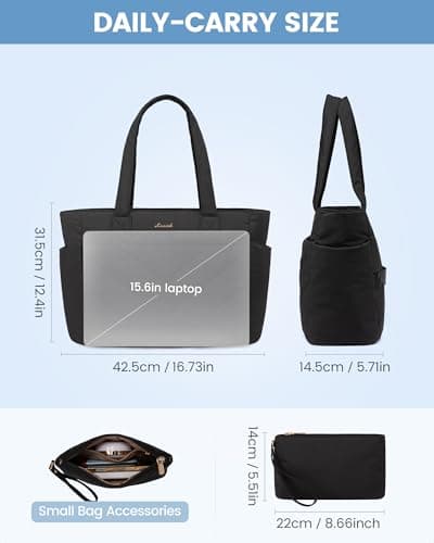 LOVEVOOK Tote Bags for Women, 15.6 Inch Work Handbag Large Totes Bag — view 5