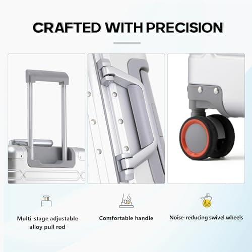 Simcat All Aluminum 20 inch Carry On Luggage, Aluminum Alloy Hard Shell Cabin Suitcase, Airline Approved Carry On Suitcase with TSA Locks, Silent Wheels (Silver, Modern Style) — view 4