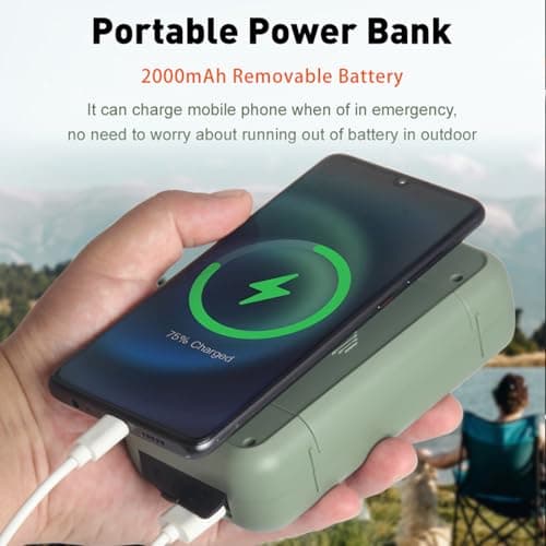Wind Up Radio, Hand Crank Emergency Radio, Portable 2000mAh Battery AM/FM Radio with Solar Charger Power Bank, 3 Torch Modes, SOS Alarm for Emergency Supplies, Outdoor Sport, Survival Equipment — view 4