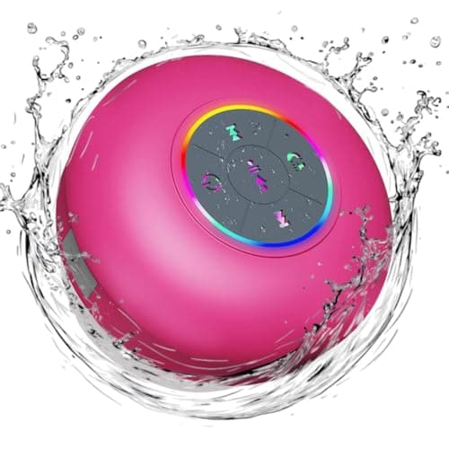 Luzsco Waterproof Bluetooth Shower Speaker with LED – Portable Wireless Mini Speaker with Mic & Suction Cup, IPX4 Water Resistant for Shower, Travel, Pool, River Floating, and Outdoor Fun (Plum)
