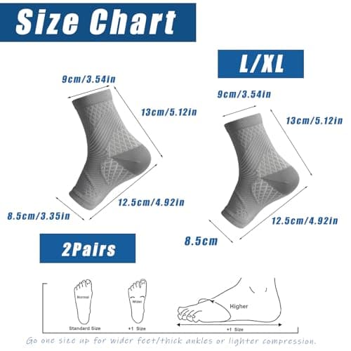 2 Pair Compression Socks, Functional Aid Socks for Neuropathy Pain Relief, Foot Pain Relief, and Improved Circulation, Ankle Compression Socks for Men Women, Grey — view 2