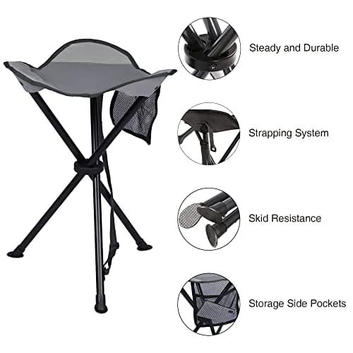 Portal Folding Stool Camping Stool Collapsible Tripod Portable Lightweight Fold away Small Chair Pop up Travel Seat for Hiking Backpacking Fishing Walking Events Festival Load 102KG — view 6