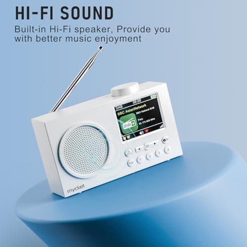 Mycket DAB Radio Portable, DAB Plus Digital Radios with Bluetooth, USB Rechargeable FM Radios, Battery Powered Small Radio,Dual Alarms Clock,Sleep Timer, 40 Presets Stations, 2.4" Large Colour Display — view 4