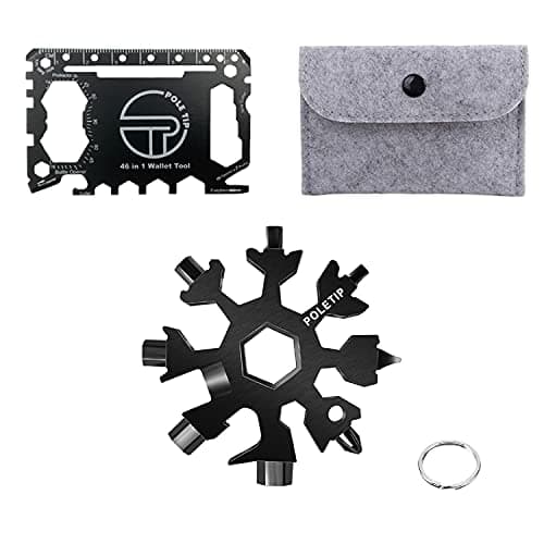 Pole Tip 18 in 1 Snowflake Multi Tool and 46 in 1 Credit Card Multi Tool, Cool gadets for Men, Birthday Gifts for Him, Christmas Gifts for Men who Have Everything, Camping Tools