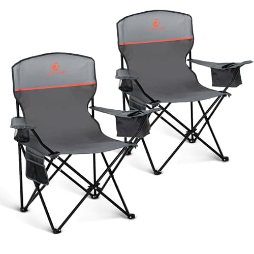 LET'S CAMP Set of 2 Folding Camping Chairs for Adults Supports 120kg Grey