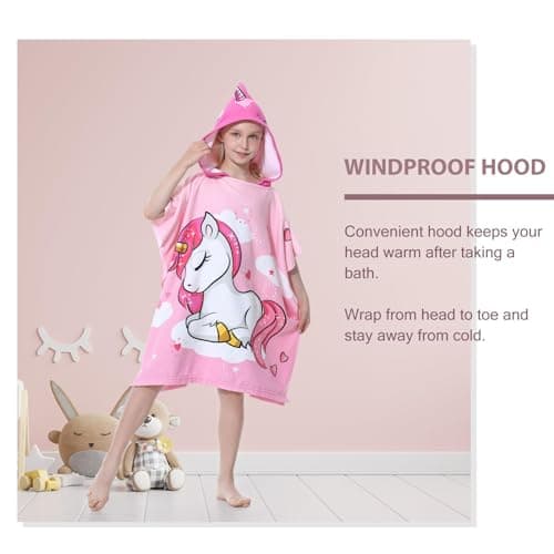 MOKANI Kids Hooded Poncho Towels Girls Beach Towel Poncho for Swimming Pool — view 4