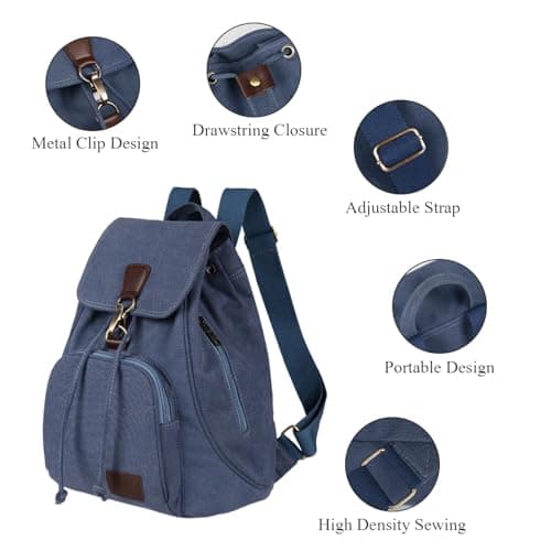 ModaZeal Small Canvas Backpack Women Men Vintage Drawstring Rucksack — view 5