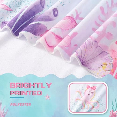 WERNNSAI Mermaid Microfibre Beach Towel for Kids, 76 x 150cm Bath Towel — view 3