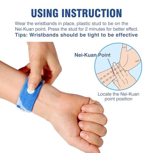 Hionfurt Travel Sickness Bands for Adults and Kids Anti Motion Sickness Wristbands for Car and Sea Sickness Anti Nausea and Pregnancy Morning Sickness Relief Wristbands - 2 Pairs Camo Blue, Camo Blue — view 3
