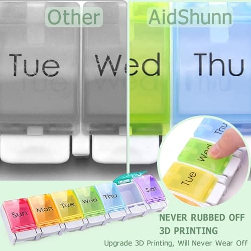 Portable Weekly Pill Box Organiser Push Button Pop Open Lids — view 5
