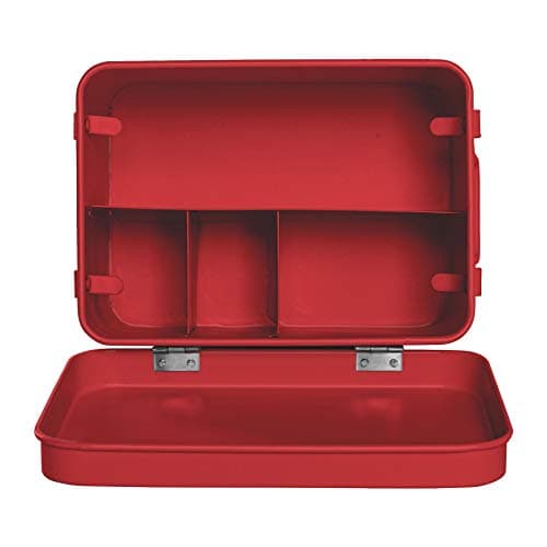 Harbour Housewares Vintage Metal First Aid Box - 23cm - Red - Compact Medical Storage Tin with Removable Tray & Handles - Steel Emergency Medicine Storage Plasters, Pills & Essentials — view 6