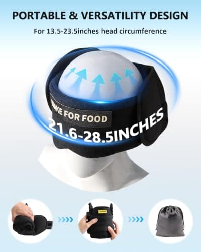 VORINA Travel Pillows for Airplanes, Airplane Pillow for Long Flights Sleeping Travel, Airplane Head Strap with Eye Mask 360° Support Headrest for Plane Road Trip Sleep, Stop Head Bobbing（Black） — view 4