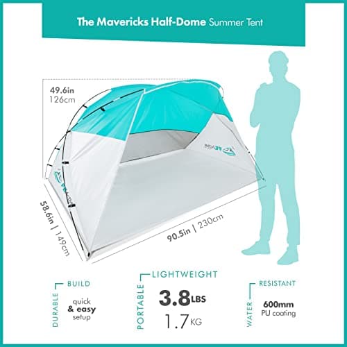 FE Active Pop Up Beach Shelter - Easy Set up Family Beach Tent Outdoor Sun Shelter Half Dome Canopy tent Adults & Kids Sun Shade for Camping, Hiking, Travel, Backpacking | Designed in California, USA — view 3