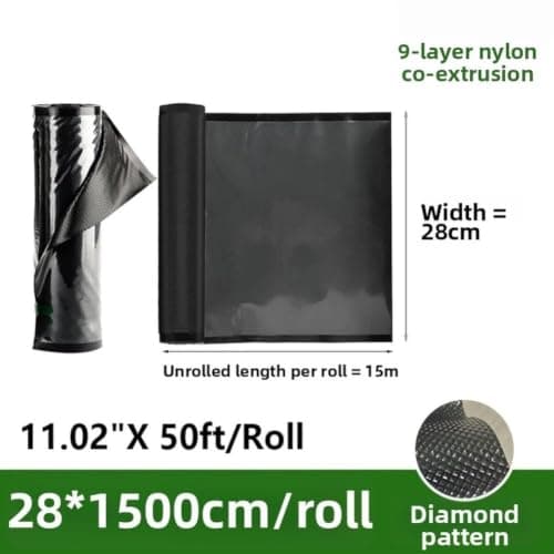 FACAIIO Black PE+PA Coextruded for Vacuum Sealer Bags Roll Textured Nylon High Strength Compression Storage Seasonal Clothes Bedding Luggage Organization — view 3
