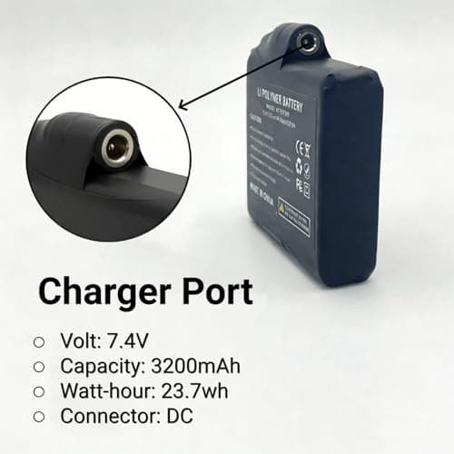 Pack of 2 7.4 V 3200 mAh Rechargeable Battery for Heated Gloves, Socks, Vests, Hats Batteries with DC Socket (Charger Not Included) — view 3