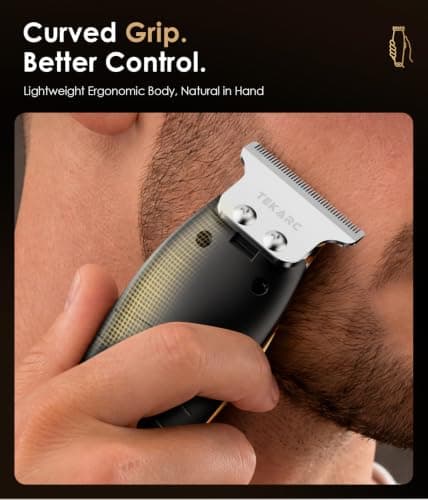Beard Trimmer Men, Hair Clippers, T Blade, Cordless, Rechargeable, Gold — view 6