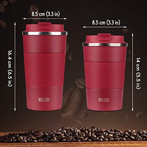 HASAGEI Travel Mug, Insulated Coffee Cup with Leakproof Lid - Vacuum Insulation Stainless Steel for Hot and Cold Water Coffee and Tea Red, 380ml — view 6