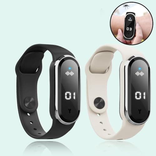 Ultrasonic Mosquito Repellent Bracelet, 150 Hour Battery Life Wearable Buzz Defense Watch with Adjustable Silicone Strap, Waterproof Outdoor Anti Mosquito Band for Kids and Adults (White) — view 5