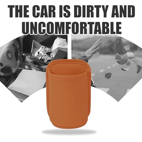 Auroriel 2 Pieces Car Cup Holders, Back Seat Clip, Large Cup and Bottle Holder, Multifunctional Door Pocket, Storage Organizer, Orange PU Leather — view 6