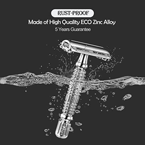 BAILI Butterfly Double Edge Safety Razor Rust-proof Reusable Manual Stainless DE Wet Shaving for Men Women with Mirrored Travel Case BD179C — view 5
