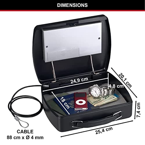 Master Lock P008EML Compact Portable Safe (Combination with Cable), Black/Grey — view 6
