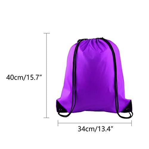 FEPITO 2/12/15 Pack Drawstring Backpack Bags Sack Cinch Bag String Backpack for Gym Traveling (12, Purple) — view 2