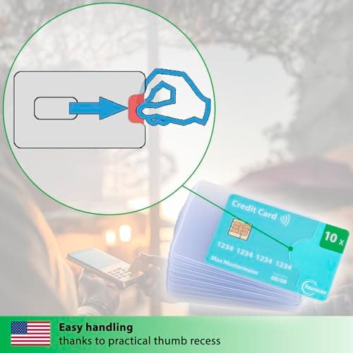 fouraces Credit Card Sleeves Clear - 10 Pack - Sturdy Transparent Plastic Sleeve - Protector, Debit Card Holder, for Bank Cards — view 6