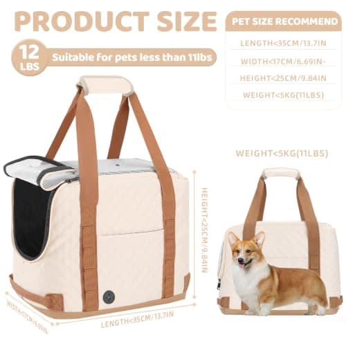 Dog Purse Carrier for Small Dogs, Soft Cat Carrier Tote Bag with Pockets, Portable Lightweight Pet Carrier for Puppies Kittens Rabbits Up to 11 lbs Ideal for Shopping Outdoor Walking Travel — view 4