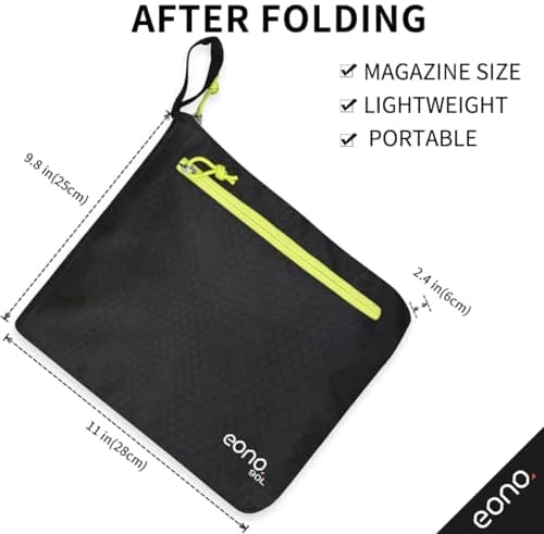 Eono 90L Foldable Travel Duffle Bag Hold All Travel Luggage Bag Holiday Pack with Multi-Pockets for Women Men (Black+Yellow) — view 4