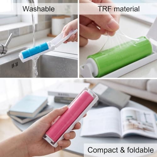 Kaaeiccr Lint Roller, 3 Pack Mini Reusable Pet Hair Remover For Clothes — view 2