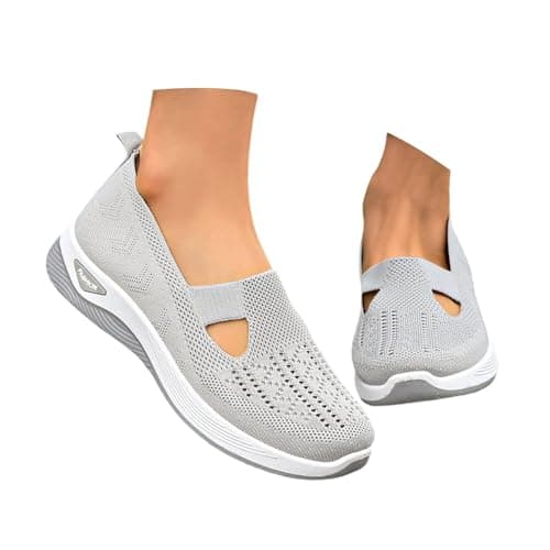 Women's Woven Orthopedic Breathable Soft Sole Shoes Walking Slip on Shoes Hands Free Slip in Casual Sneakers Arch Support Stretch Shoes