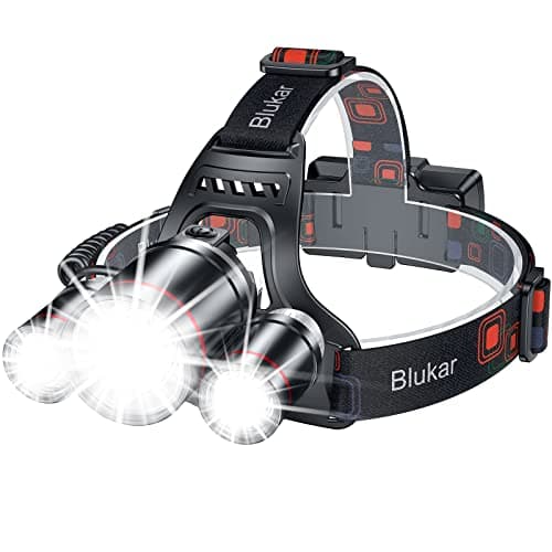 Blukar Head Torch Rechargeable,8000L Super Bright Headlamp-3 Lights 5 Modes