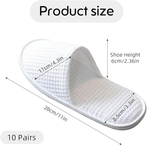 Defresit 20 Pairs of Hotel Slippers, Waffle Closed Toe,Disposable Deluxe Closed Toe Spa Slippers, Flat White House Shoes Washable and Foldable Winter Slippers for Spa, Party Guest and Travel — view 3