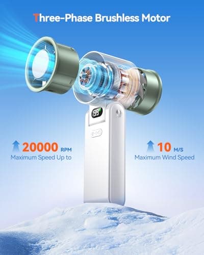 Fanseesy Portable Handheld Turbo Fan with Ice Cooler, 199 Speed Personal Fan,5500mAh Rechargeable,20H Cooling Time,20000 RPM Powerful Silent Motor, Summer Essential for Travel/Outdoor/Office,White — view 5