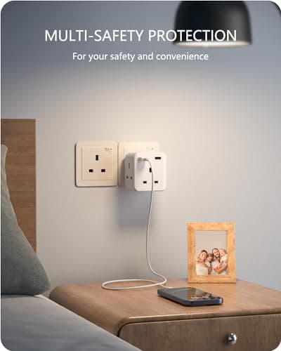 LENCENT Multi Plug Extension with 2 USB, 3 Way 3 Plugs Socket Adapter — view 6