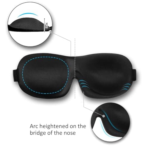 Sleep Mask Invisible Alar Deep Orbit 3D Eye Mask Ultra Lightweight & Comfortable Sleeping Mask Eye Sleep Mask for Travel, Nap, Shift Works (Blue&Black, 2 Count（Pack of 1) — view 3