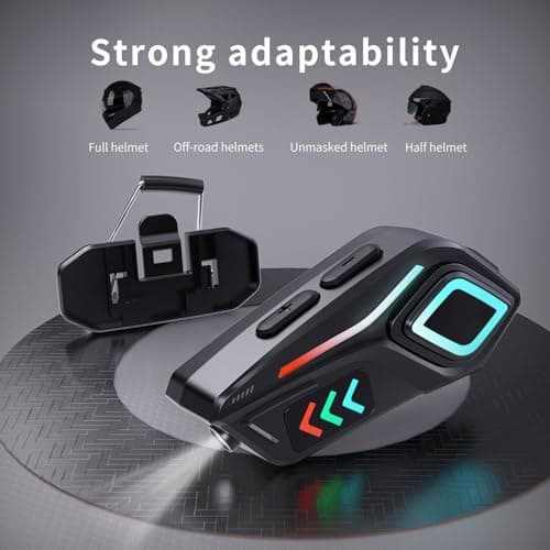 Denash 5.4 Motorcycle Helmet Speaker, Graphene Diaphragm Noise Canceling Music Control IPX8 Water Proof, Flashlight Feature for Easy Nighttime Travel — view 4